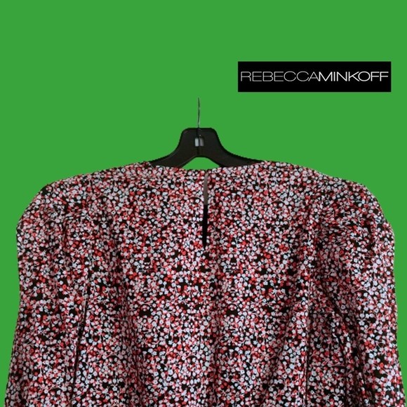 REBECCA MINKOFF NEW TABBY Floral Smocked Puffed Long Sleeve Dress L - Picture 9 of 11